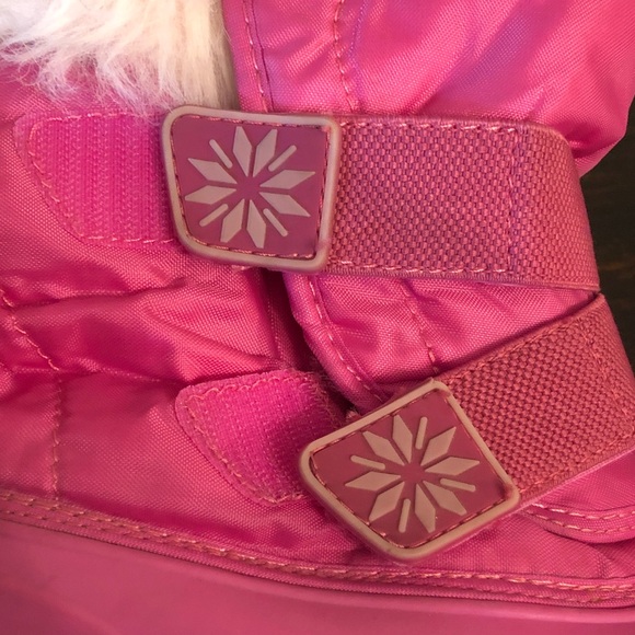 Girls Pink Winter Snow Boots with Fur Trim 3 - Picture 8 of 9